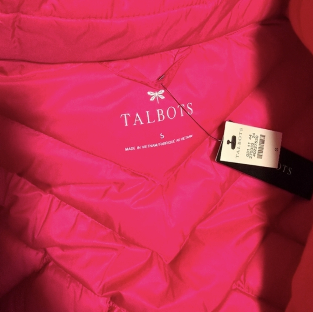 Talbots Bright Pink Puffer Jacket Size S, New - Picture 10 of 14